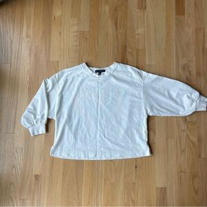 NWOT Banana Republic French Terry Boxy Cropped White Sweatshirt XS